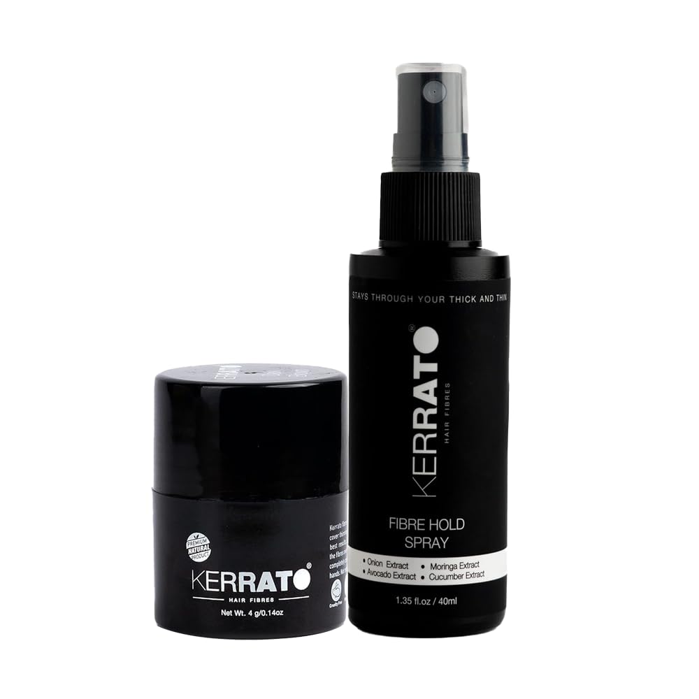 Kerrato Hair Fibres Combo Pack - 4g Hair Fibers & 40ml FibreHold Spray | Instant Hair Loss Concealment | Long-Lasting, Natural Look | Safe & Effective Hair Thickening Solution (Natural Black)-image-38