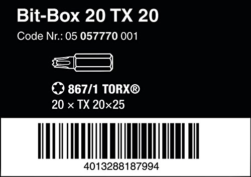 Wera 05057770001 Bit-Sortiment, Bit-Box 20 TX 20, 20-teilig