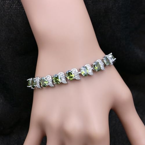 Image of LMXXVJ Fashion Tennis Bracelet Created Emerald White Gold Plated Charm Bracelet Gifts Jewelry for Women