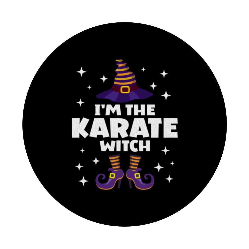 Funny Karate Witch Family Matching Halloween Martial Arts PopSockets Swappable PopGrip, Black - Image 3