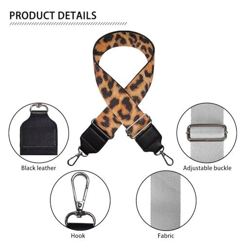 Image of TODIYADDU Cheetah Leopard Print Bag Straps Replacement Crossbody Silver Metals Strap for Bag Womens Crossbody Adjustable Straps Guitar Strap Purse Bag Fit for Photography Enthusiast Handbag Wallet
