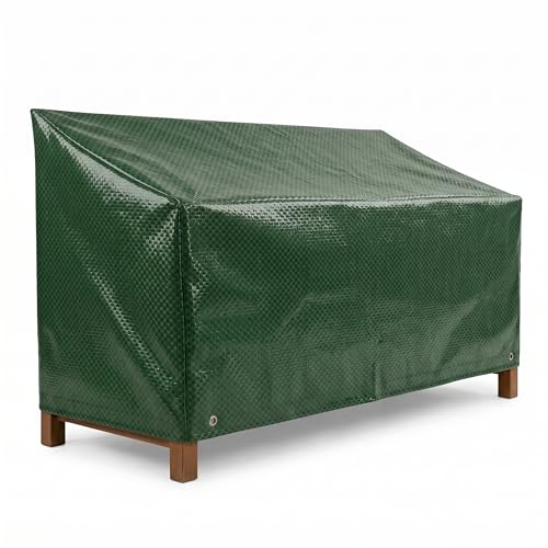 FINE GARDEN 3 Seater Garden Bench Cover Waterproof Heavy Duty Oxford Fabric Outdoor Furniture Protector UV Resistant Windproof Bench Seat Cover with Breathable Mesh (163x66x90cm Green)