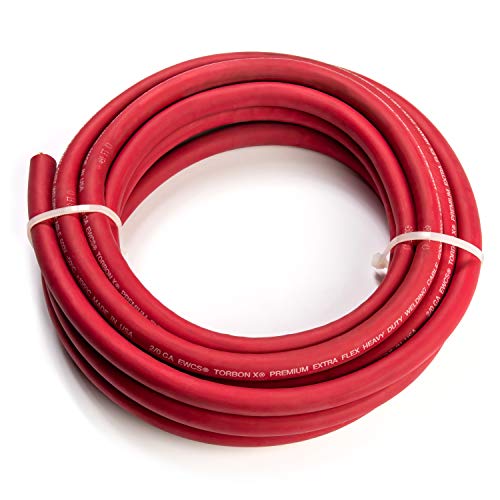 2/0 Gauge Torbon X - 50 Feet Red - 100% Copper Premium Industrial Grade Extra Flexible Welding Cable 600 Volt