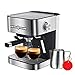 Espresso i Cappuccino 20 Bar 1050W Semi Automatyczna ekspres do kawy Espresso Coffee z mlekiem frotheat (kolor: srebrny rozmiar: jeden rozmiar) liujiapeng55 (Color : Silver, Size : One Size)