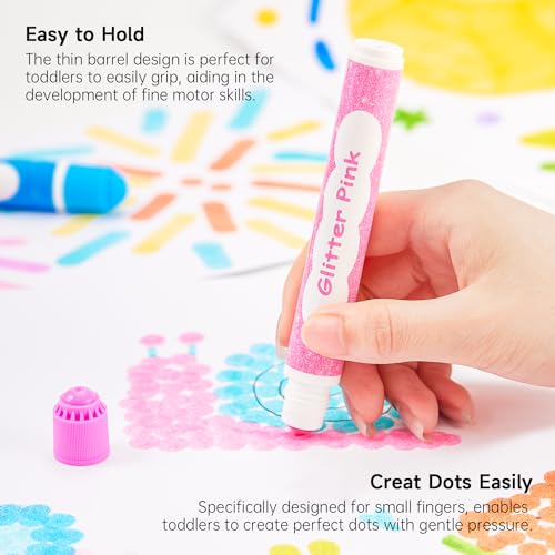 Shuttle Art 15 Glitzer Dot Markers, Kinderstifte auswaschbar, Bingo Marker, Stempelstifte für Kinder zum Malen & Bingo Painting Set, Bingo Dabber Pen mit ungiftiger Wasserbasis Tinte, Punkt Marker Set