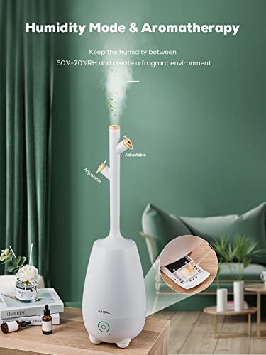 Aiheal Humidifiers For Bedroom Large Room Home, 5L Top Fill Cool Mist Ultrasonic Humidifier For Baby Plants, Smart Humidistat Mode, Essential Oil Diffuser, Sleep Mode, Auto Off And Ultra Quiet, White #TOP4