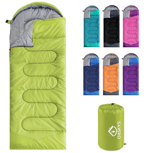 oaskys Camping Sleeping Bag - 3 Season Warm & Cool Weather - Summer Spring Fall Lightweight Waterproof for Adults Kids - Camping Gear Equipment, Traveling, and Outdoors