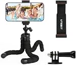 UTEBIT Flexible Phone Tripod Premium Portable Phone Mini Tripod Desk Stand Compatible with iPhone Samsung Go Pro, Small Digital Camera, for Video Recording/Vlogging/Travel Photography, Black | Compatible with iPhone Samsung Go Pro, Small Digital Came