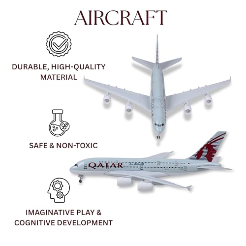 Image of Qatar Aeroplane Airways Airlines A380 Scale Model Only for Display, Die Cast Metal Aircraft Highly Detailed with Landing Gear (20CM Qatar Air)