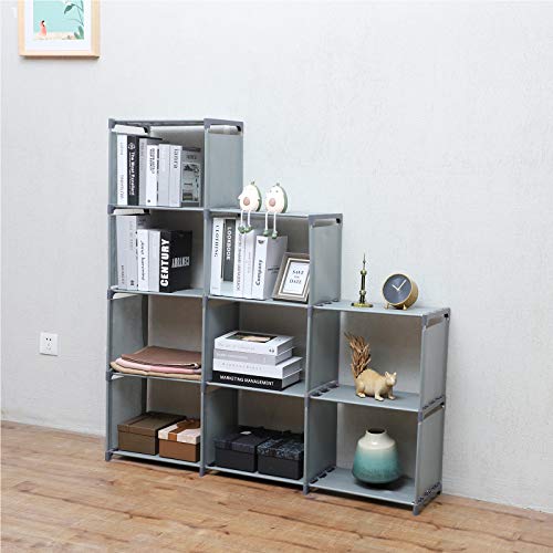 Ycoco 9 Cubes Bookshelf Office Storage Shelf Plastic Storage Cabinet,Adjustable Stackable Diy Bookshelf For Kid,Home Furniture Storage Bookcase,Grey #TOP1