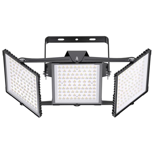 SOLLA Projecteur LED extérieur 900W 2025 Plus Nouvelle Version Mis à Jour, 90000 LM, Blanc Lumière du Jour 6000K, Étanche IP66, 3 Têtes Réglables, Éclairage de Sécurité Extérieur pour Cours
