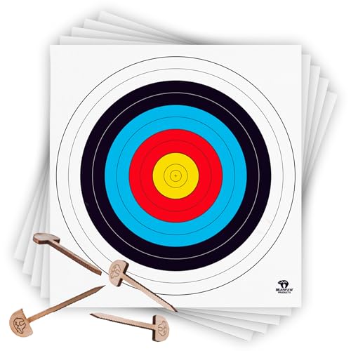 BEARPAW PRODUCTS Zielscheibenauflage 20 Stück Blatt Nach FITA Auflagen Für Bogenschießen Zielscheibe Auflage Zielscheiben Scheibenauflagen Zielpapier Für Jagd & Schießen (40 cm x 40 cm)