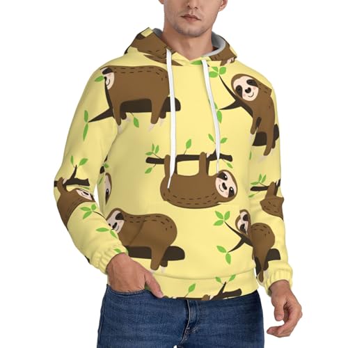 Sweat à capuche paresseux et citrons pour homme - Pull à manches longues quotidien