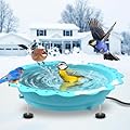 Jvgoo Heated Bird Bath for Outside Winter, Powerful 100W Thermostat Control Heated Bird Baths for Outdoors with 3 Metal Extension Screws, Heated Birdbath Water Heater for Garden Yard Patio Lawn(Blue)