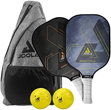 JOOLA Essentials Pickleball Paddle Set with Reinforced Fiberglass Surface and Honeycomb Polypropylene Core - Includes 2 Pickleball Rackets, 2 Pickleball Balls, and Sling Bag
