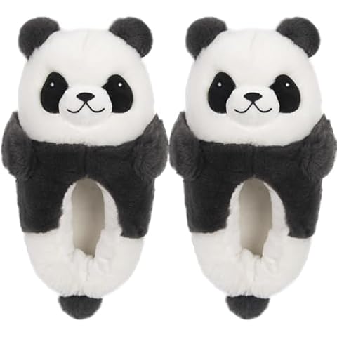Caramella Bubble Cute Panda Animal Slipper for women Adult Fuzzy Warm House Slippers Novelty Fluffy Home Shoes Ladies Winter Slippers Indoor Outdoor Cover