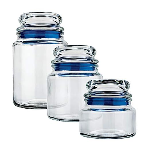 Conjunto Potes de Vidro Multiuso 3 Peças Euro Azul