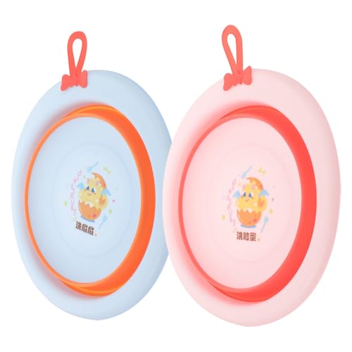 HOMSFOU Lavabos Plegables Paquete de 2 Unidades para Bebés Diseño de Dibujos Animados, Material Pp Seguro, Fácil de Limpiar Varios estilos Adecuado para Uso Doméstico y Varios estilos