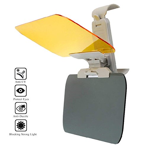Anti-Glare Visor - MASO 2 in 1 Universal HD Vision Car Sun Anti-UV Block Visors Anti-Glare Goggle Day and Night Anti-Dazzling Visor - Protection Driving Anti-Dazzle Sunshade Mirror - 180Â° Adjustment