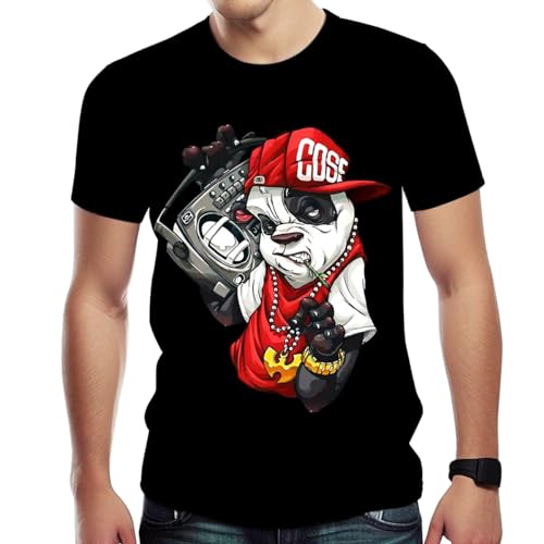 Xissazri Maglietta da uomo hip hop 90 hipster abbigliamento casual urbano street graffiti stampa t-shirt, Colore 1., XX-Large