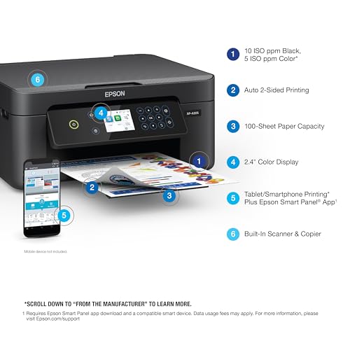 Epson Impressora multifuncional colorida sem fio Expression Home XP-4205 com digitalização, cópia, i