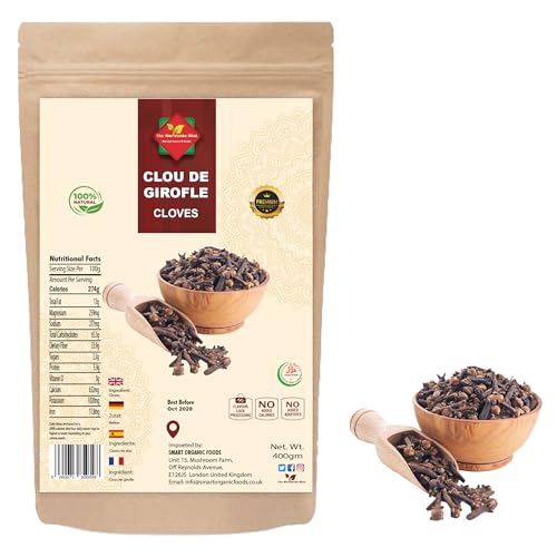 Clous de Girofle Entiers 400 g | Qualité Premium | Séchés au Soleil | Indonésien | Sans Gluten | Non OGM | Sans Additifs | Sans Conservateurs