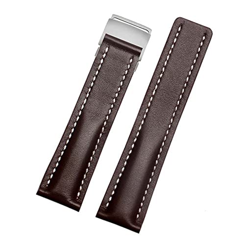 Bracelet montre homme cuir véritable 24mm noir boucle noire pour Breitling