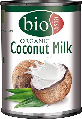 BIOASIA Bio Kokosnussmilch, Fettgehalt 18 %, Ideal zum Kochen, Backen, für Desserts und Cocktails, vegan, glutenfrei und laktosefrei (1 x 400 ml) Cover