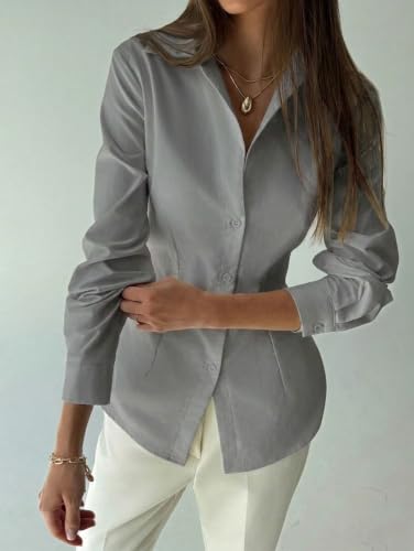 Image of OOMPH! Women Solid Cotton Shirt with Back Tie-Up Detail | Corset Style | Cinched Waist Shirt | Cotton Formal Shirt