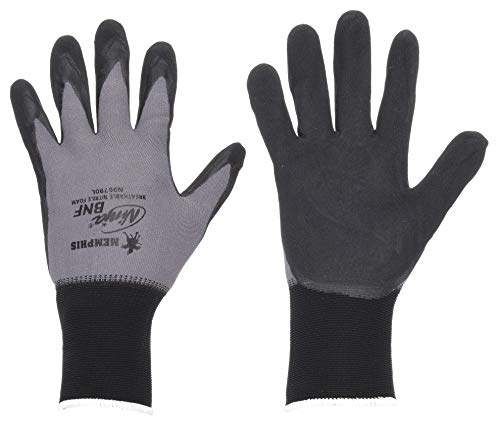 Image of MCR Safety N96790S Ninja Bnf 15 Gauge Nylon /Spandex Shell, Small, Gray | 15-Gauge construction, nitrile coating, knit wrist, touchscreen compatible, ANSI abrasion 4, ANSI puncture 2, wet grip