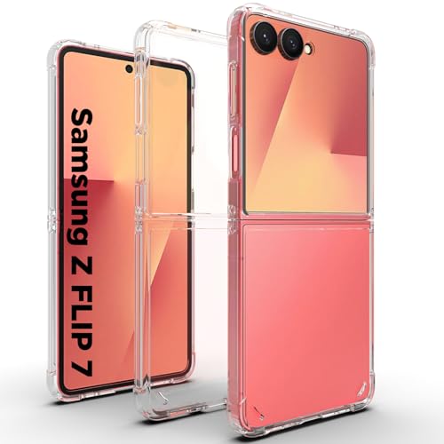 Image of RIGGEAR Shockproof Clear Hybrid Airbag Armor Back Cover Case for Samsung Galaxy Z Flip 7 (Transparent PC and TPU Bumper)