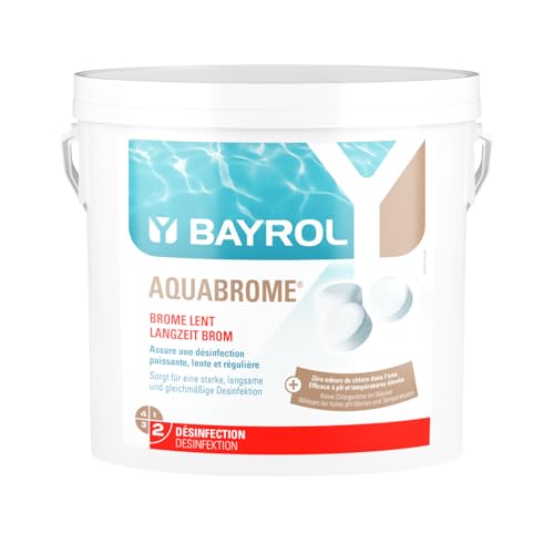 BAYROL Aquabrome 5 kg - Pastilles de Brome 20g - Dissolution Lente & Traitement Longue durée - Désinfection sans Odeur de Chlore - Aussi Efficace Que Le...