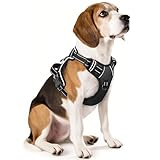HEELE Arnés para Perro Arnes Pecho Antitirones Perro Arnés Confort Chaleco Perro para Adiestramiento Correr con Agarre Acolchado y Líneas Reflectantes Arnés para Perro Mediano, Negro, M