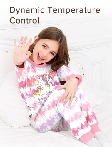 Mikrdoo Girls Pajamas Set Long Sleeve Tie Dye 2-Piece Kids PJs Sleepwear Size 4-14 Years4