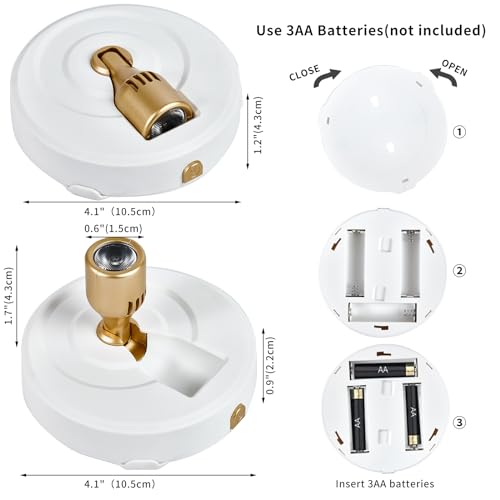Image of Wireless Spotlight Battery Operated with Remote Control, 2-Pack Under Cabinet Closet Light with Timer Function for Under Counter, Shelf, Bookcase, Cabinet, Paintings, Pictures, Accent