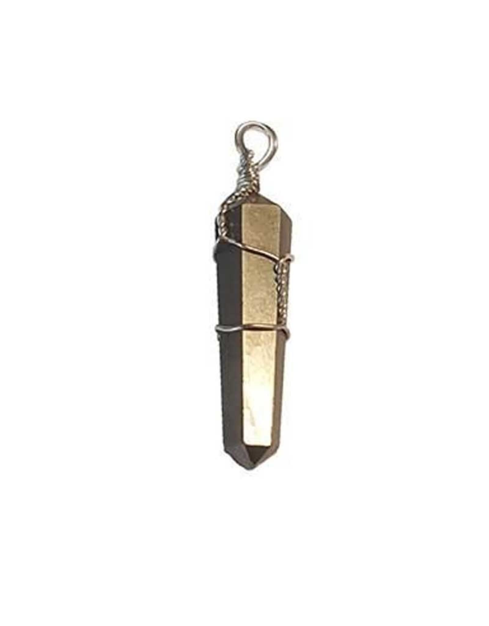 Natural Pyrite Crystal pencil Shaped Double Terminated Wire Wrap Crystal Pendant For Men And Women-image-41