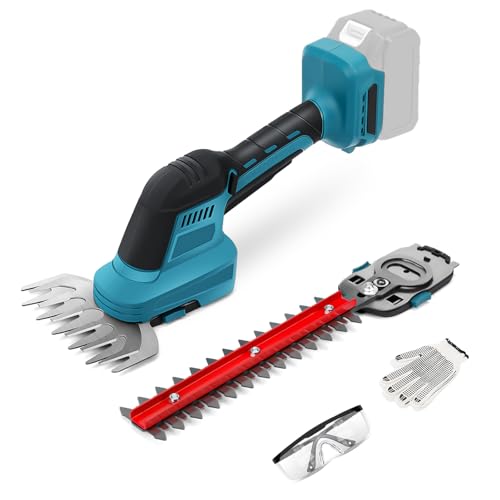 Akku Heckenschere kompatibel mit Makita 18V 2-in-1 Grasschere & Strauchschere Rasenmäher für Rasen Hinterhof Garten 24cm & 13.5cm Schnittbreite (S)
