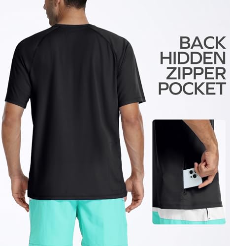 Men's Swim Shirt Quick Dry Sun Shirts UPF50+ Rash Guard for Men Short Sleeve UV Sun Protection Beach Shirts2