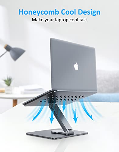 Gladgogo Laptop Ständer, Verstellbarer Ergonomischer Notebook Ständer, Belüfteter Aluminium-Notebookhalter für Schreibtisch Kompatibel mit Allen Laptops 10-17" (Silber) – Bild 5