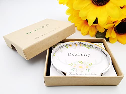 Dczosily Inspirational Cuff Bracelets For Women Stainless Steel Meaningful Reminder Memorial Bracelet Mantra Engraved Hidden Message Bangles With Sayings Personalized Jewelry Gifts (You Are Loved.you Are Valued.you Are Beautiful.) #TOP4
