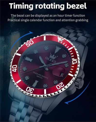 Image of OLEVS Men's Waterproof Watches Stainless Steel Waterproof Chronograph Wrist Watches Luxury Dress White Luminous Big Face Analog Quartz Male Watches