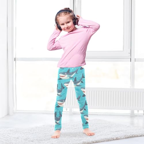 Funny Shark Girls Leggings,Workout Leggings for Girls Toddler Athletic Legging Size for 3-10T4