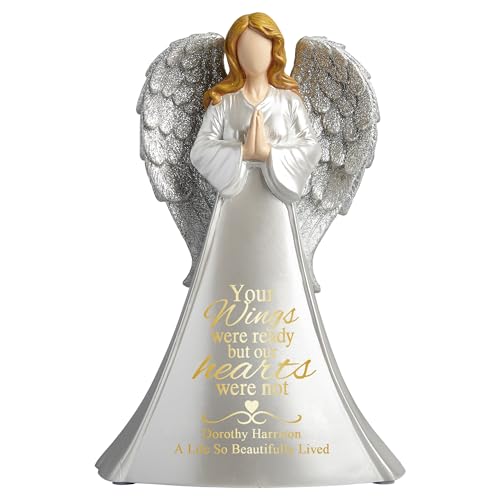 Let's Make Memories Personalized Memorial Angel - Sympathy Angel - Lighted Memorial Angel - with Sympathy - Memorial Light - Personalized with Your Loved One's Name - 10.5
