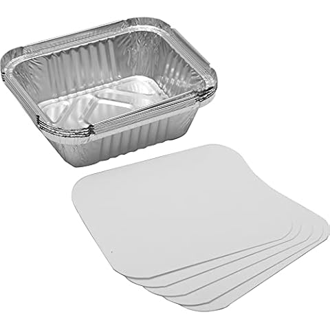 KAPCO 25 x Foil Containers No.2 (14.5 x 12 x 5cm) with Lids, Takeaway Food Storage Boxes Ideal for Baking, Roasting, Cooking, BBQ & Meal Prep | Disposable, Recyclable, Fridge, Freezer & Oven Safe Box Cover