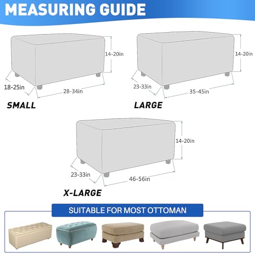 Housse ottoman rectangulaire taille L doux revêtement tabouret rangement pliable