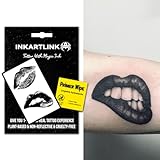 INKARTLINK Semi Permanent Tattoos for Women, Small Sexy, Perfect for Valentine's Day, Lasts 7-15 Days, Waterproof and Non-reflective, Unique Design (Lip-biting)