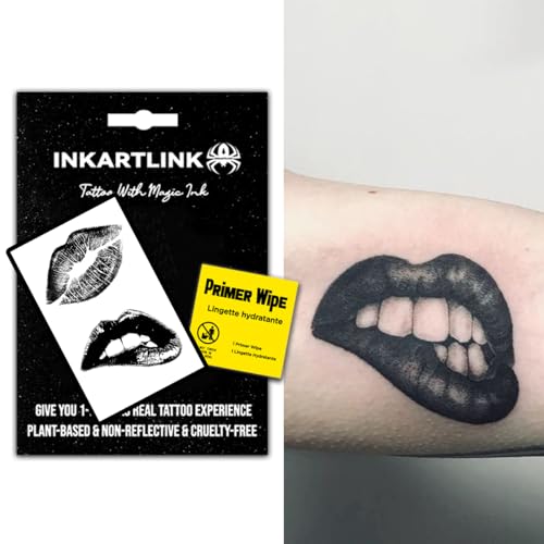 INKARTLINK Semi Permanent Tattoos for Women, Small Sexy, Perfect for Valentine's Day, Lasts 7-15 Days, Waterproof and Non-reflective, Unique Design (Lip-biting)