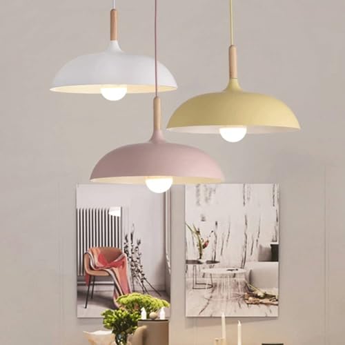 Suspension lustre industriel moderne jaune 45cm avec base E27 - 3