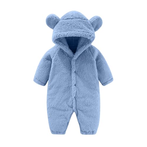 Tuta Invernale Neonato Morbido Caldo Piumini Maniche Lunghe Tutine Ciniglia Neonato Zip con Cappuccio in Velours Pagliaccetto Capispalla Imbottiti Bambino Carino con Orecchie d'Orso per 0-12 Mesi