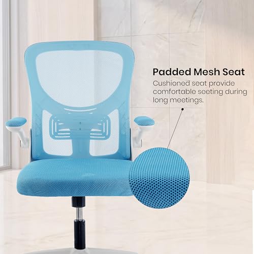 Image of Casa Copenhagen Blue White | Mid Back Imported Mesh Fabric Boss Office Chair | Y Design Ergonomic Back Support | 2D Aero Design Adjustable Armrests | Synchro Tilt Lock Mechanism Support
